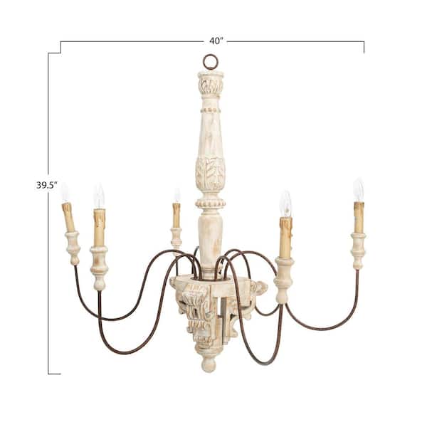 3r Studios 6 Light Off White Wood And Metal Chandelier Ec0267 3r Studios 6 Light Off White Wood And, Off White Washed Wood Chandelier