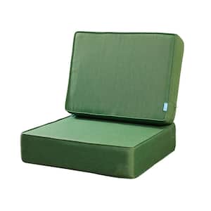 Outdoor Deep Seat Square Cushion Set 24x24" 18x24", Lounge Chair Loveseat Bench Cushions (Invisible Green)