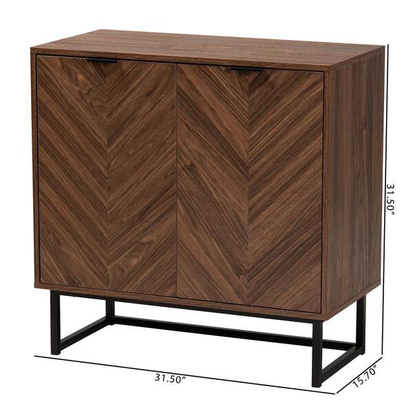 Baxton Studio Sadia Walnut Brown and Black Storage Cabinet 226