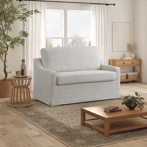 Serta Hadley 53.3 in. Oatmeal Woven Polyester Twin Size Sofa Bed
