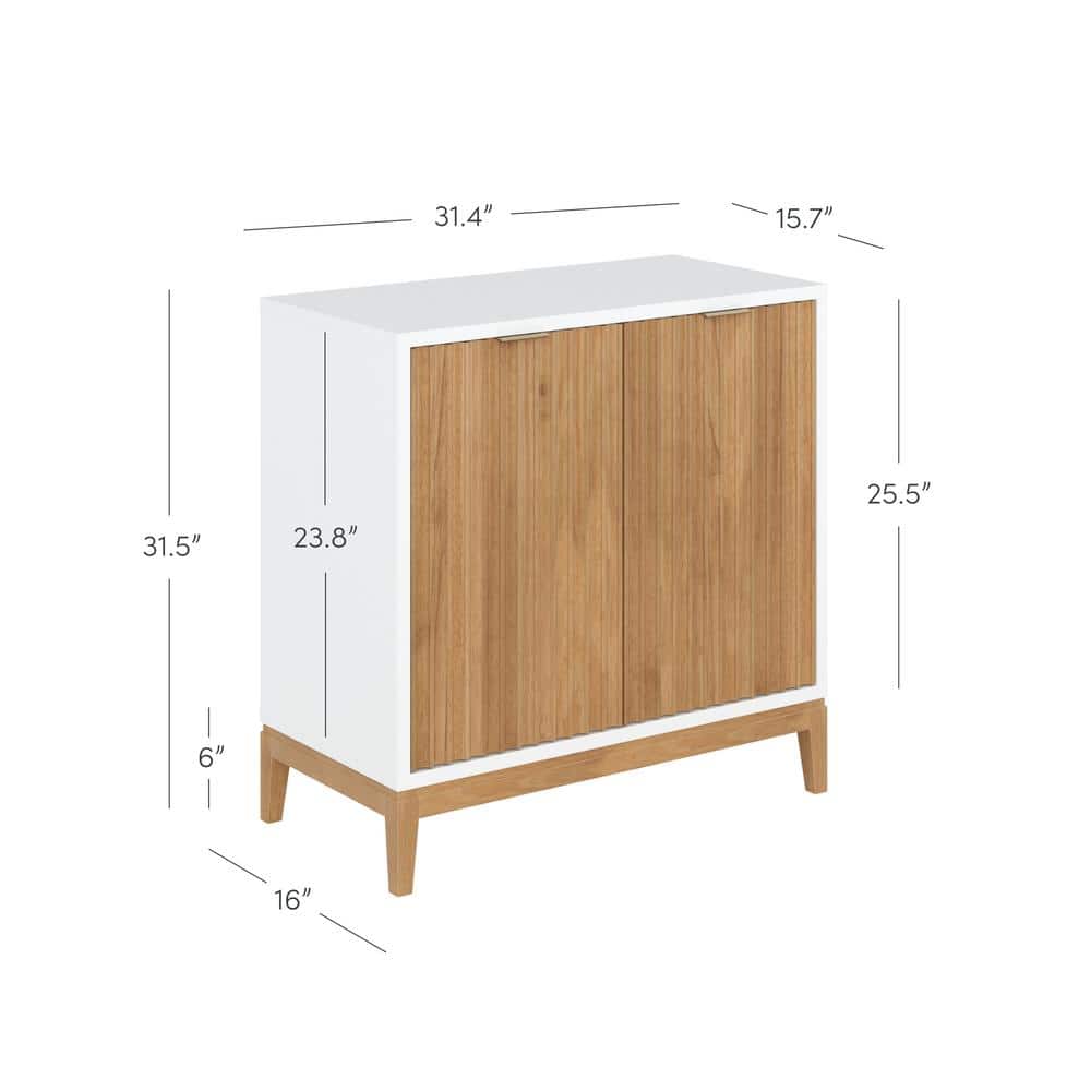 Jasper Warm White and Pine Fluted Console Table