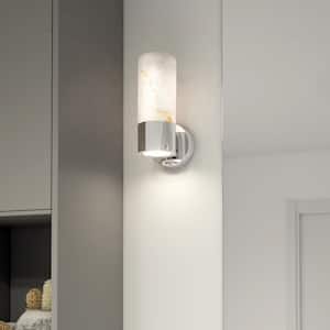 Marble Modern 1-Light Dimmable Chrome Integrated LED 5 CCT Wall Sconce for Bathroom