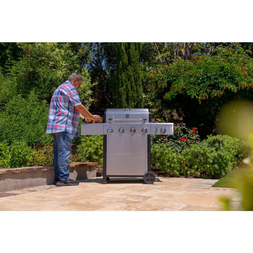 Kenmore 4-Burner Stainless Steel Propane Gas Grill with Side Burner