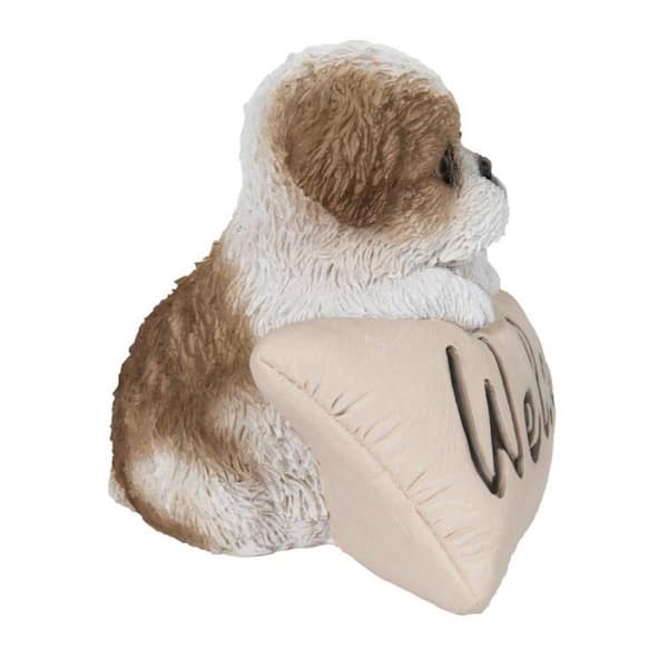 HI-LINE GIFT LTD. Brown and White Shih Tzu with Welcome Sign