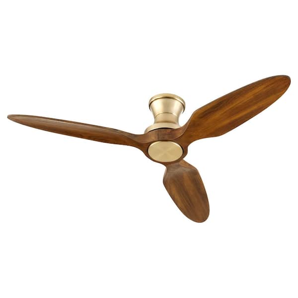 VELETA 56 in. Aged Brass HUGGER Ceiling Fan with LED Light  Kit with Satin Opal Diffuser