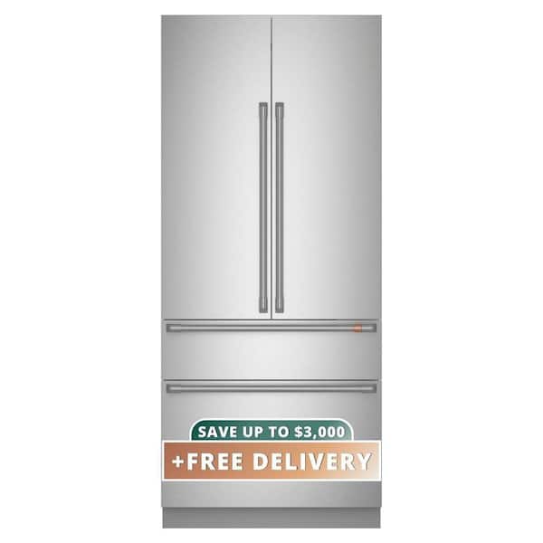 36 in. 20.1 cu. ft. Smart Built-In Four Door French Door Refrigerator with Automatic Icemaker in Stainless Steel