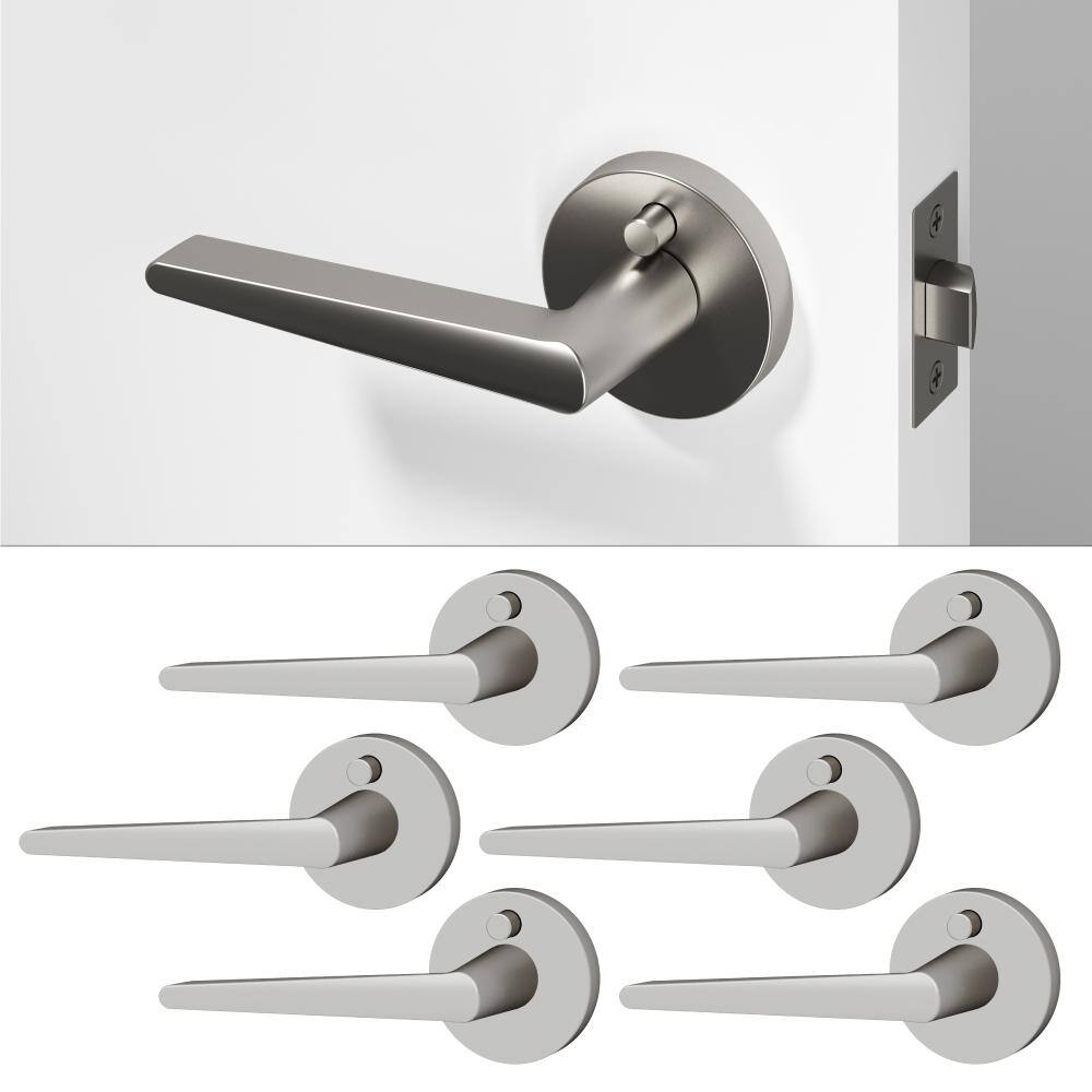 Okun Halo Metal Brushed Nickel Privacy Bed/Bath Flat Door Handle with ...