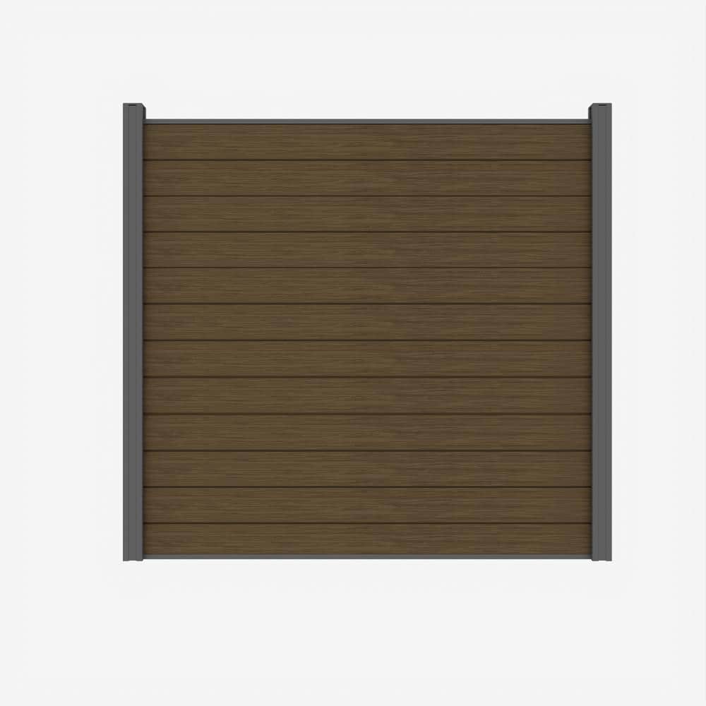 Complete Kit 6 ft. x 6 ft. Embossed Brown WPC Composite Fence Panel with Bo