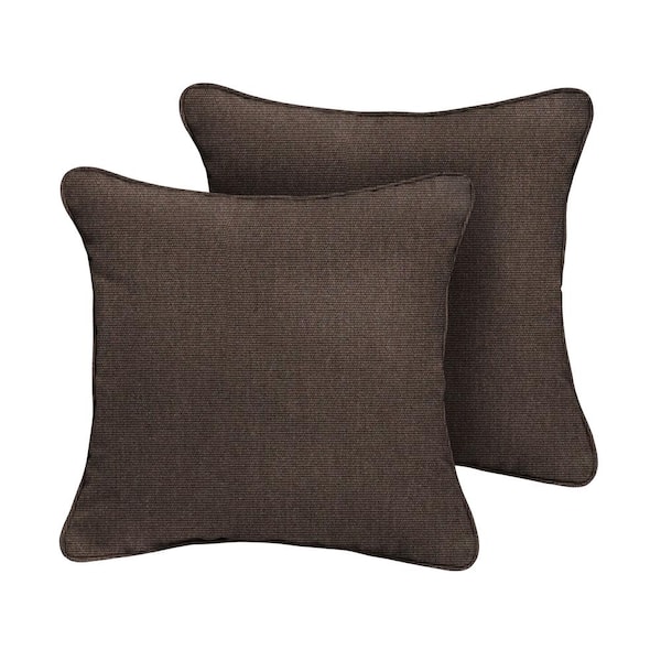 SORRA HOME Sunbrella Canvas Java Square Indoor/Outdoor Corded Throw Pillow (2-Pack)