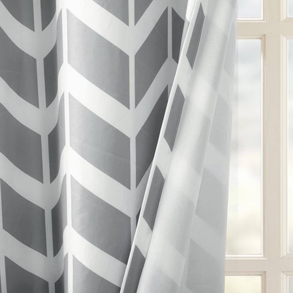 Aqua and Gray Chevron Room-Darkening Grommet Curtain Panel Pair