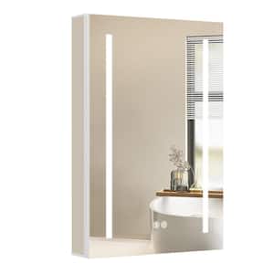 20 in. W x 30 in. H Recessed/Surface Mount Rectangular White LED Bathroom Medicine Cabinet with Mirror and Lights Left