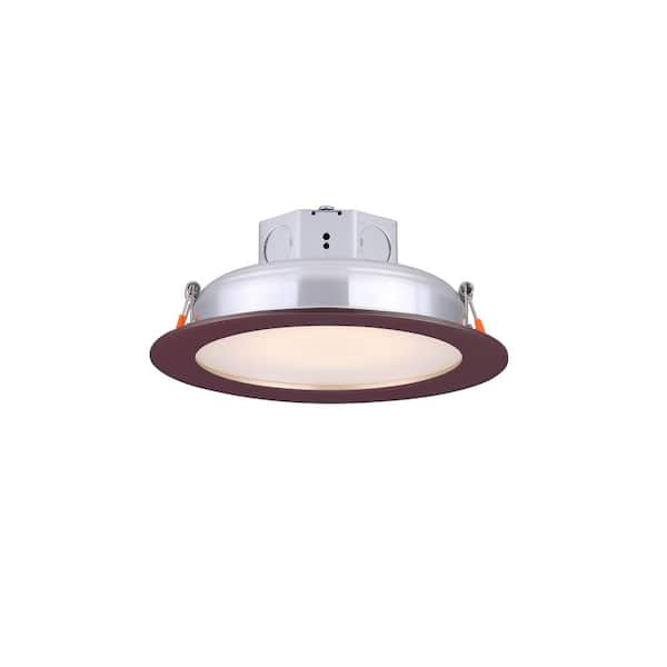 AMAX LIGHTING Round Slim Disk 5.50 in. Bronze Warm White New Construction Recessed Integrated LED Trim Kit