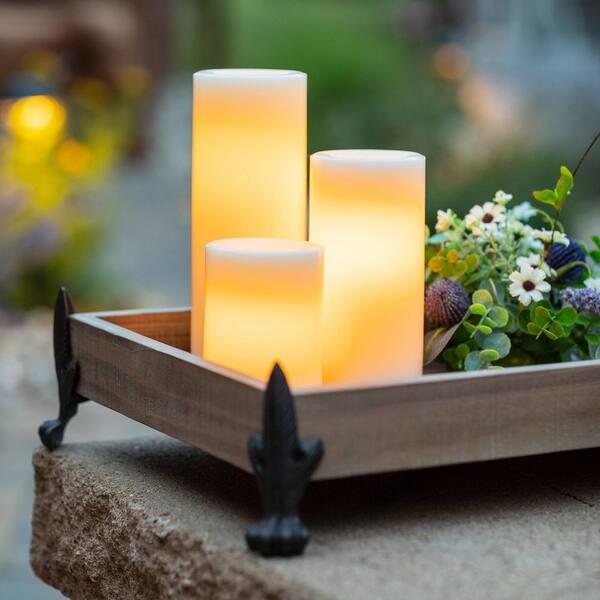 Outdoor Color Changing Flameless Candle Pillar with Remote - Melted Top -  3.75 Width