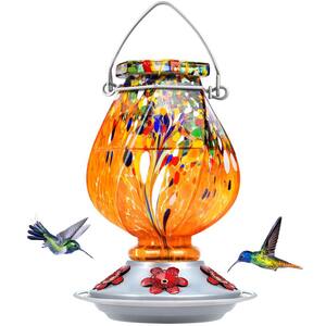 22 oz. Glass Hanging Hummingbird Feeder with 5 Feeding Ports (Orange)