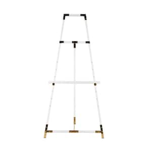 Clear Acrylic Plastic Adjustable 7-Tier Easel with Gold Accents and Chain Support