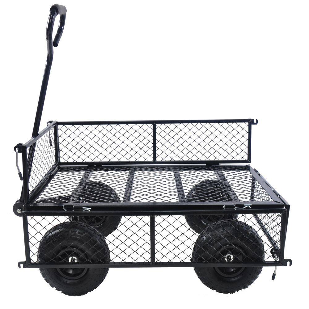 3.53 cu. ft. Metal Garden Cart Make It Easier to Transport Firewood Black