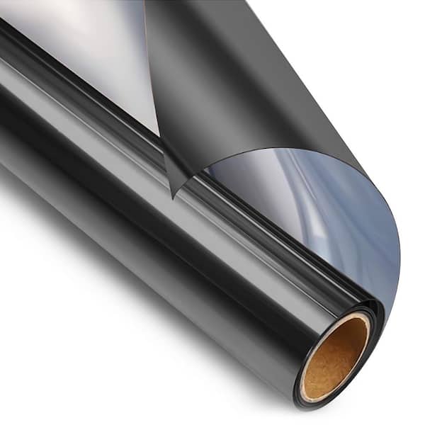 24 in. W x 394 in. L Heat Blocking Anti UV Mirror Daytime Blackout Window Film with 1-Way Reflective, Dark Gray