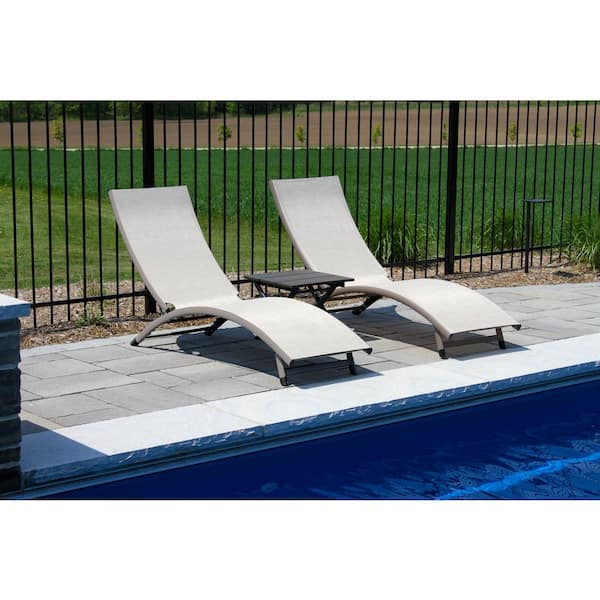 3-Piece Aluminum Adjustable Outdoor Chaise Lounge Set