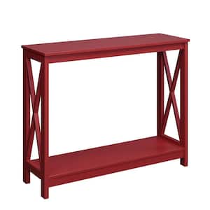 Oxford 39.5 in. L Cranberry Red 31.5 in. H Rectangle Wood Console Table with Bottom Shelf