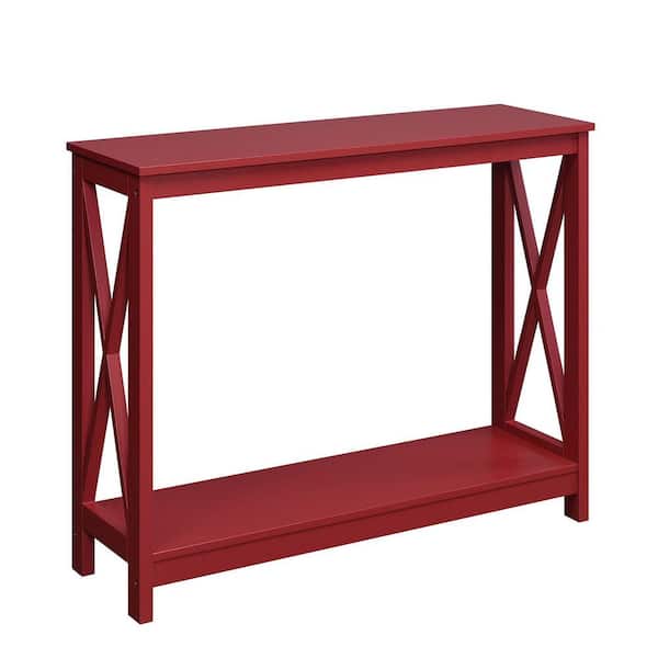 Convenience Concepts Oxford 39.5 in. L Cranberry Red 31.5 in. H Rectangle Wood Console Table with Bottom Shelf