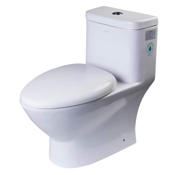 EAGO 1-Piece 1.1/1.6 GPF Dual Flush Elongated Toilet in White