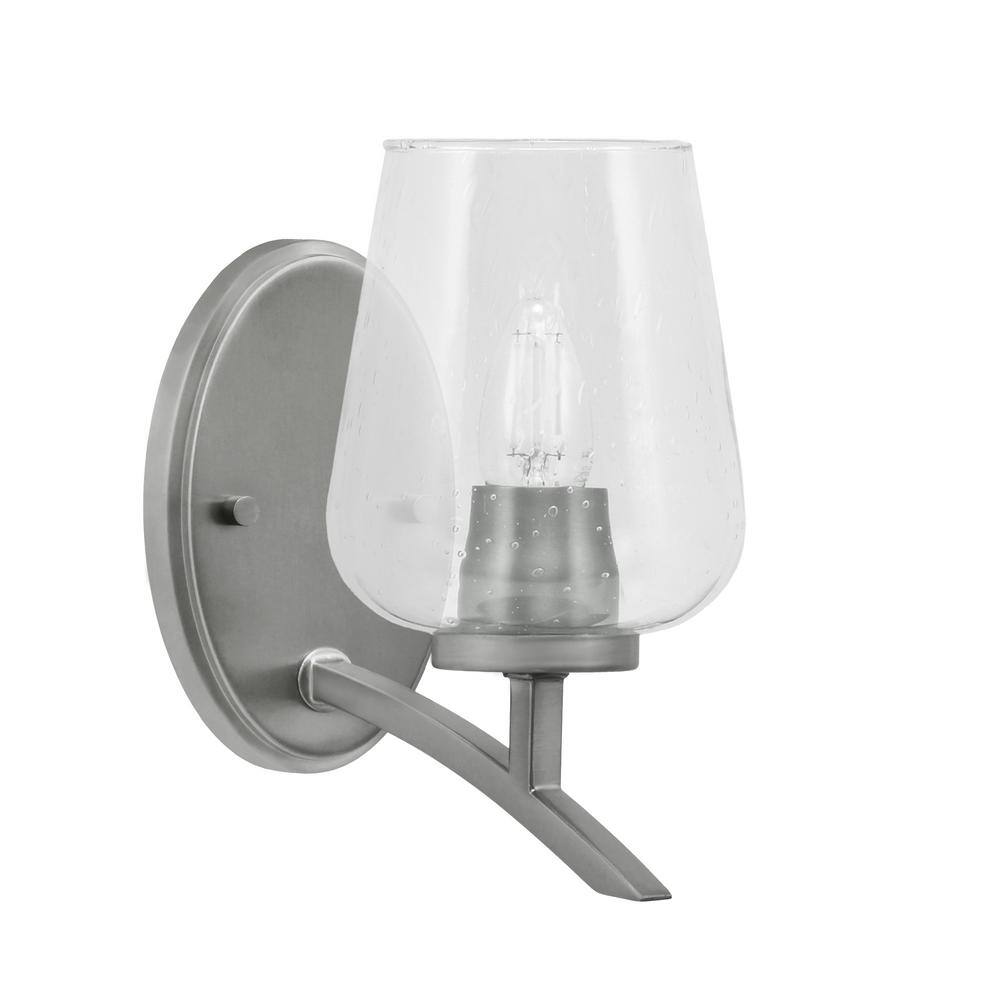 Siena 5 in. 1-Light Graphite Sconce with 5 in. Clear Bubble Glass Shade No 