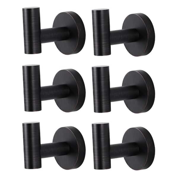 ARCORA Wall Mount Round Stainless Steel J-Hook Robe/Towel Hook in Oil Rubbed Bronze (6-Pack)