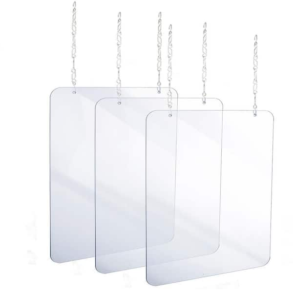 Photo 1 of 36 in. x 40 in. x 0.18 in. Clear Acrylic Sheet Hanging Protective Sneeze Guard (3-Pack)