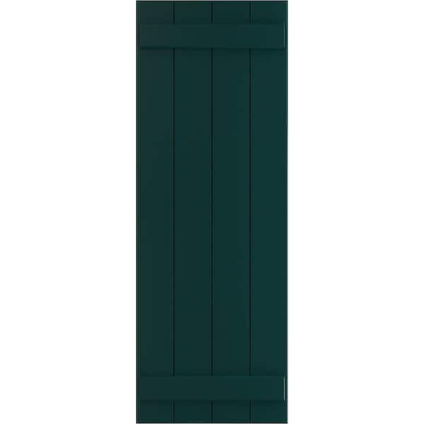 Ekena Millwork 21 1/2" x 29" True Fit PVC Four Board Joined Board-n-Batten Shutters, Thermal Green (Per Pair)