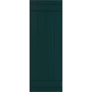 21 1/2" x 52" True Fit PVC Four Board Joined Board-n-Batten Shutters, Thermal Green (Per Pair)