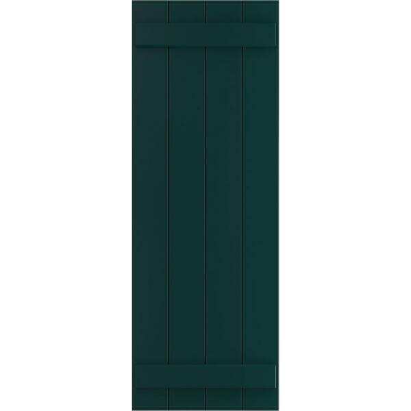 Ekena Millwork 21 1/2" x 59" True Fit PVC Four Board Joined Board-n-Batten Shutters, Thermal Green (Per Pair)