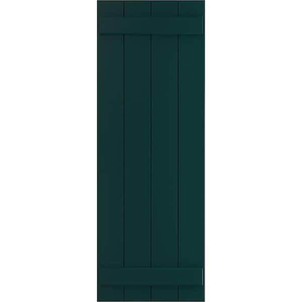 Ekena Millwork 21 1/2" x 60" True Fit PVC Four Board Joined Board-n-Batten Shutters, Thermal Green (Per Pair)
