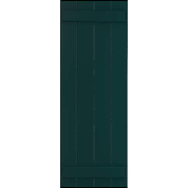 Ekena Millwork 21 1/2" x 68" True Fit PVC Four Board Joined Board-n-Batten Shutters, Thermal Green (Per Pair)