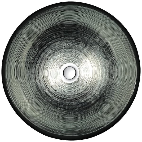 ANZZI - Stellar Series 17 in. Bathroom Vessel Sink with Scratch-Tough and Stain-Resistant Surface in Precious Storm Glass