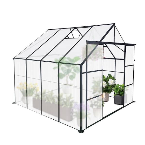 JimsMaison Outdoor Walk-in Aluminium Black 94.50 in. W x 97.75 in. D x 89.50 in. H Hobby Greenhouse