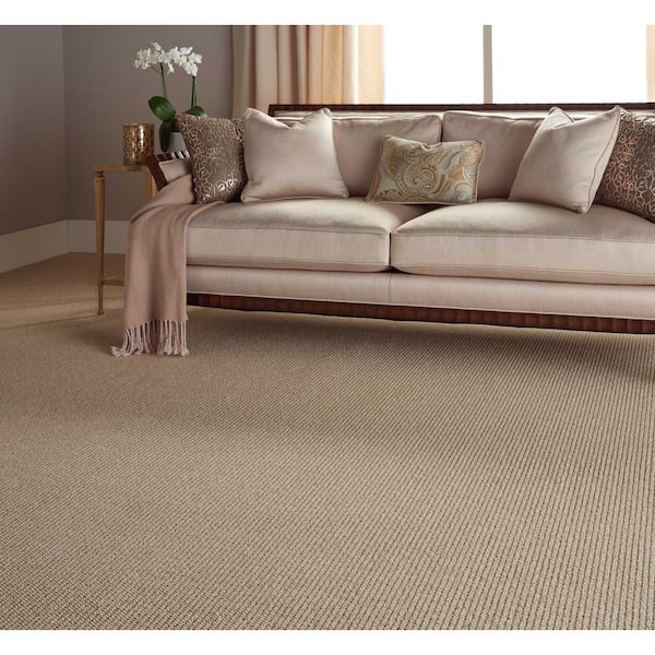 Hampton Rib - Oatmeal - Brown 13.2 ft. 32 oz. Wool Loop Carpet - Installation Required