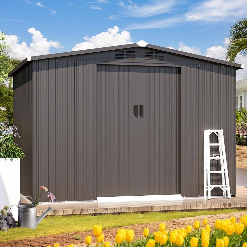 AECOJOY 8 ft. W x 6 ft. D Metal Shed with Design of Lockable Doors