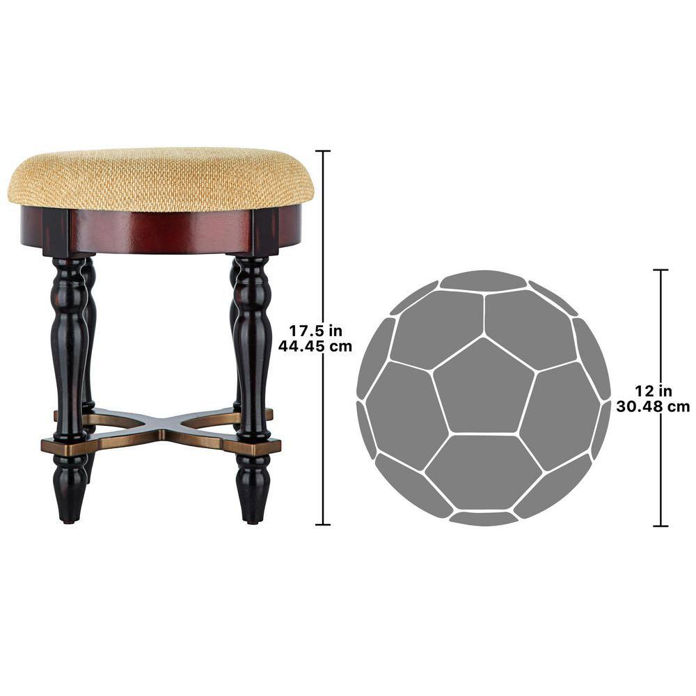 Grand Duchess Walnut and Black Solid Wood Accent Stool