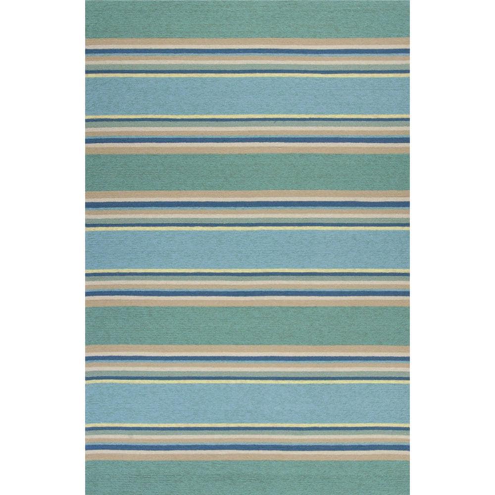 HomeRoots Charlie 3 X 5 ft. Ocean Blue Striped Indoor/Outdoor Area Rug ...