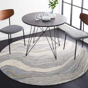 Fifth Avenue Gray/Ivory 8 ft. x 8 ft. Gradient Abstract Round Area Rug
