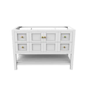 Alicia 47.25 in. W x 21.75 in. D x 32.75 in. H Bath Vanity Cabinet without Top in Matte White with Gold Knobs