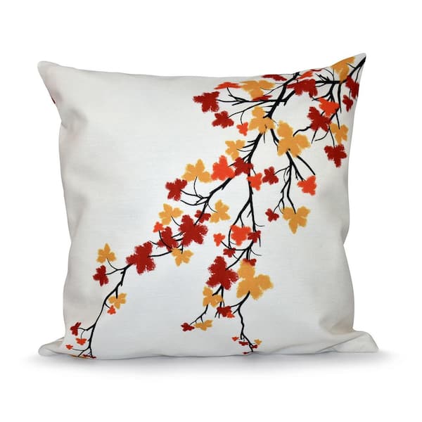 Unbranded Maple Hues Flower Print Throw Pillow in Orange