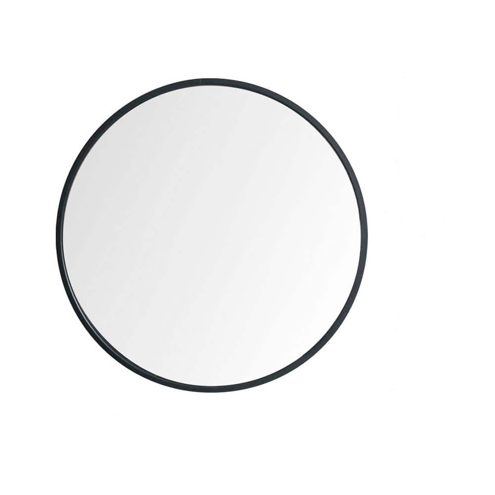 27.5 in. x 27.5 in. Stylish Classic Simple Black Round Metal Framed Decorat