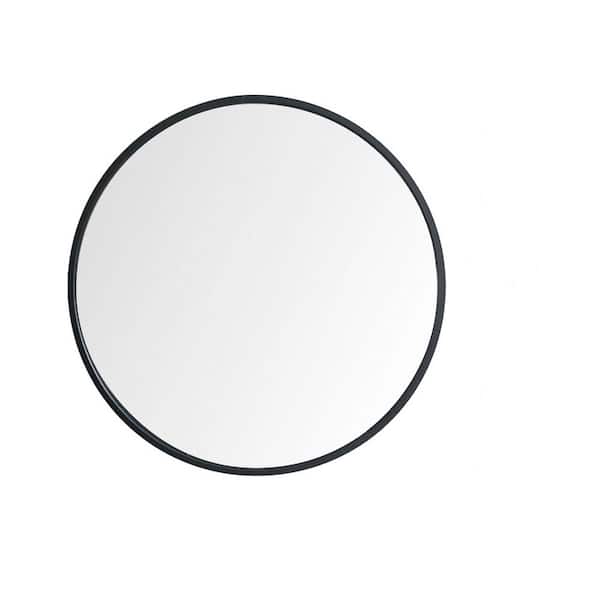 Unbranded 27.5 in. x 27.5 in. Stylish Classic Simple Black Round Metal Framed Decorative Mirror