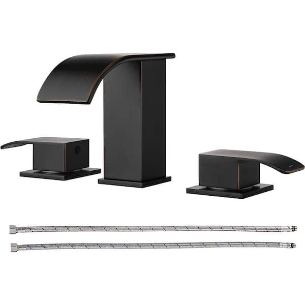 Dyiom Oil-Rubbed Bronze Waterfall Bathroom Faucet - Widespread Bathroom Faucets for Sink 3-Hole, Bath Accessory Set