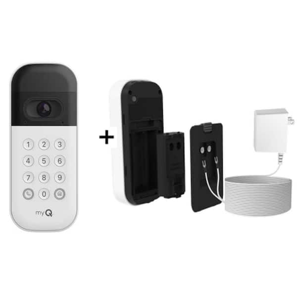 myQ Smart Video Garage Door Keypad with Wired Power Adapter Kit and Swivel Mount