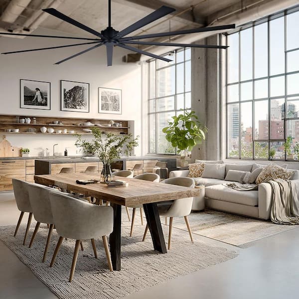 Xtreme 96 in. Indoor Coal Black Downrod Mount Windmill Ceiling Fan with Remote Control