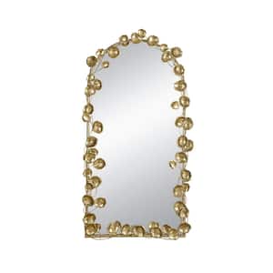 29.1 in. W 51.4 in. H Arch Frame Keyhole Bathroom Vanity Mirror in Gold Finish
