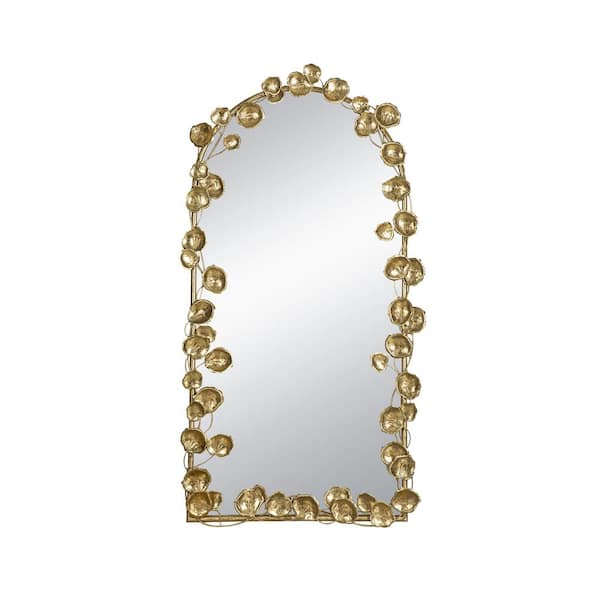 A & B Home 29.1 in. W 51.4 in. H Arch Frame Keyhole Bathroom Vanity Mirror in Gold Finish