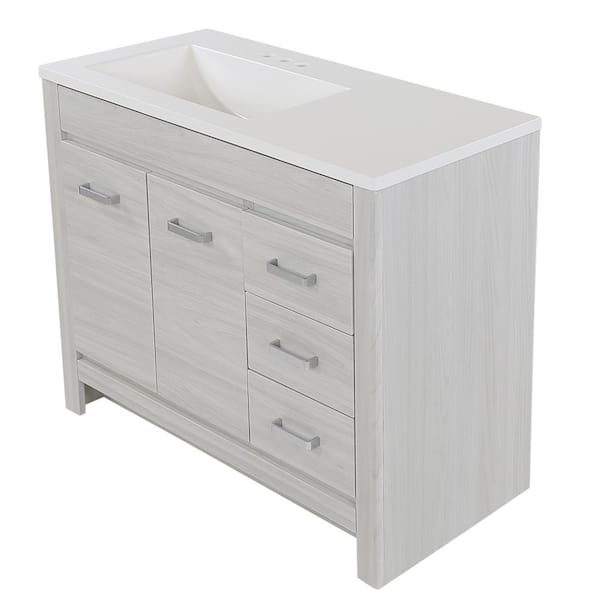 Home Decorators Collection Moorside 36 in. W x 19 in. D x 34 in. H Single Sink  Bath Vanity in Sweet Maple with White Engineered Stone Top Moorside 36SM -  The Home Depot